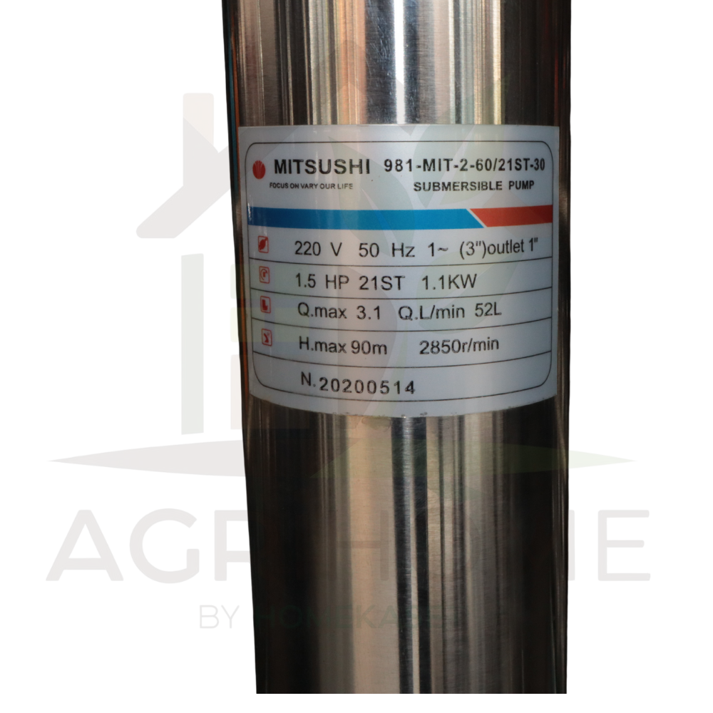 ปั๊มน้ำบาดาล MITSUSHI บ่อ 3 นิ้ว 1.5เเรงม้า 981-MIT-2-60/21ST-30