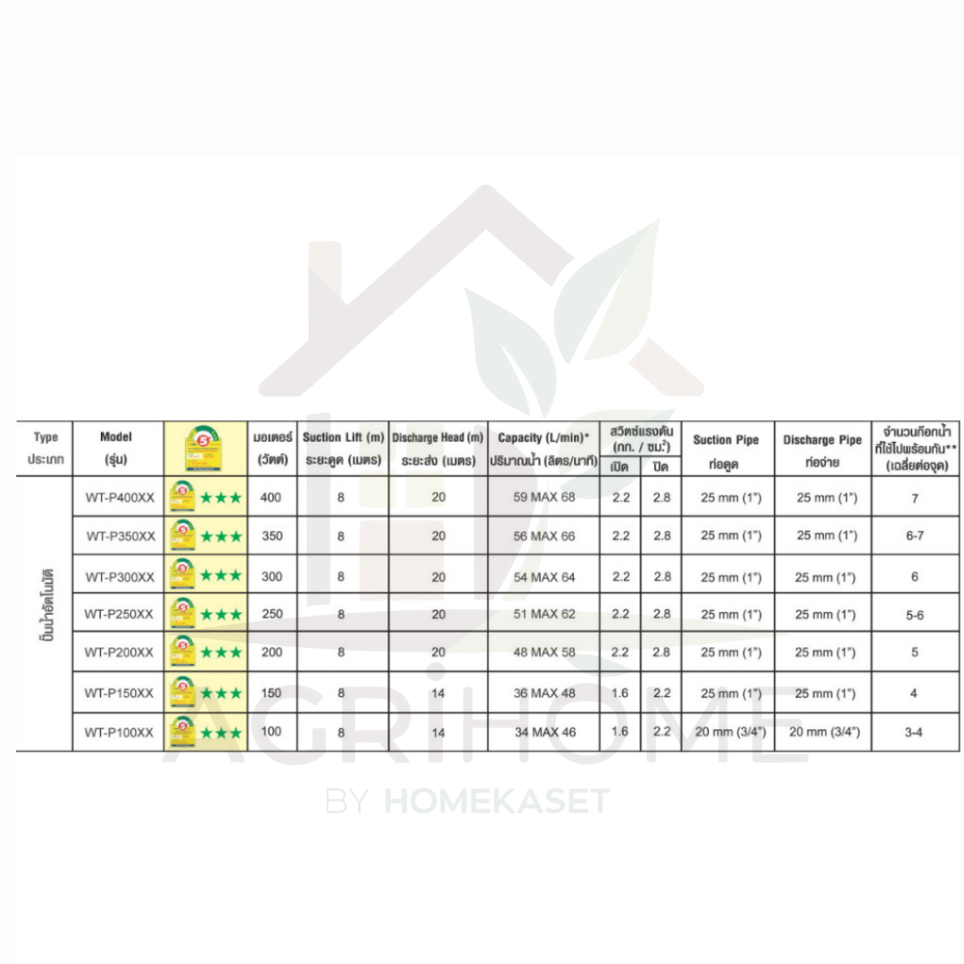ปั๊มน้ำอัตโนมัติ Hitachi รุ่น WT-P150GX2