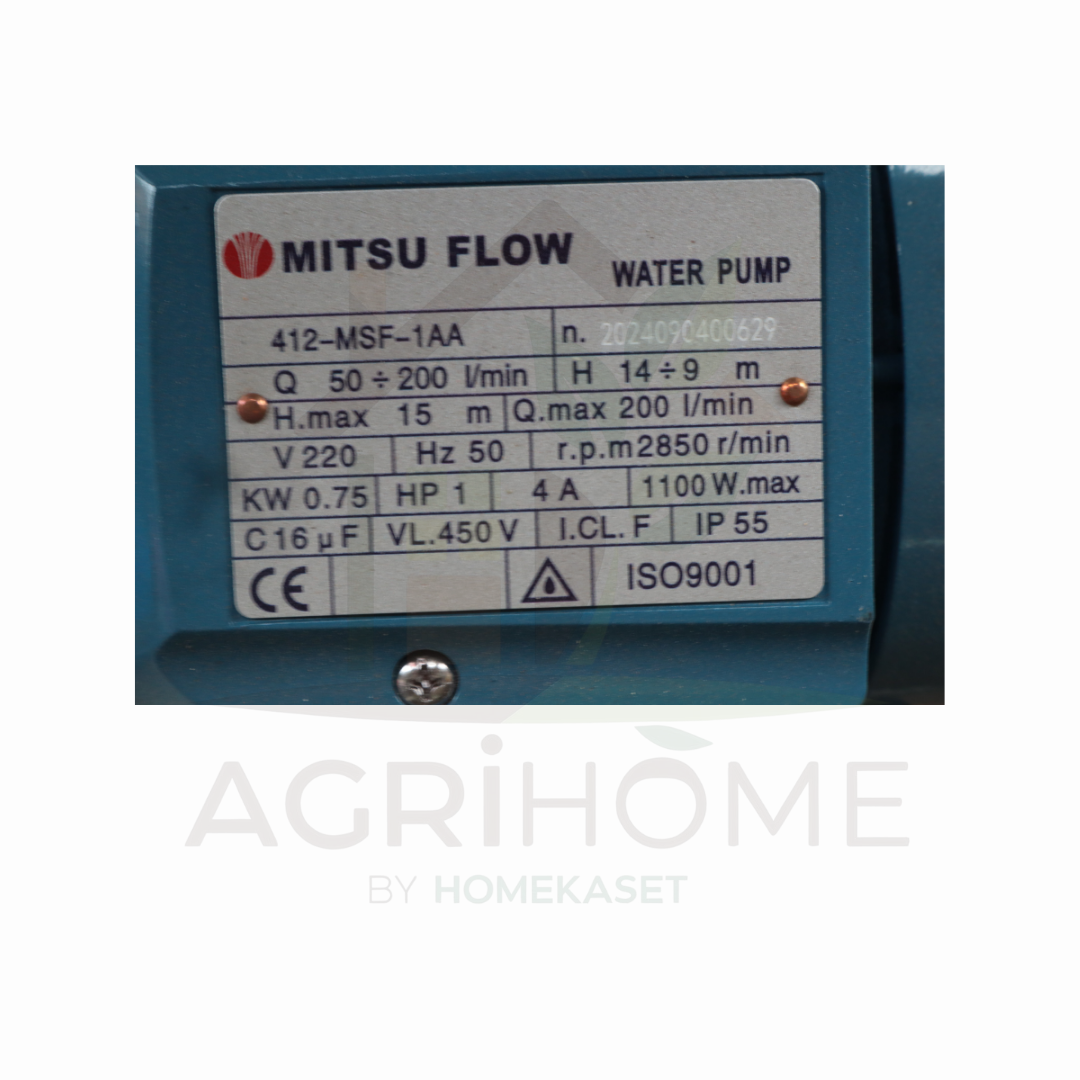 ปั๊มหอยโข่ง Mitsu Flow 1.5 นิ้ว 1 แรงม้า